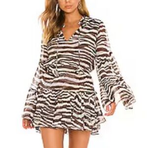 MISA LOS ANGELES Leeva Dress in Chocolate Zebra Size Medium